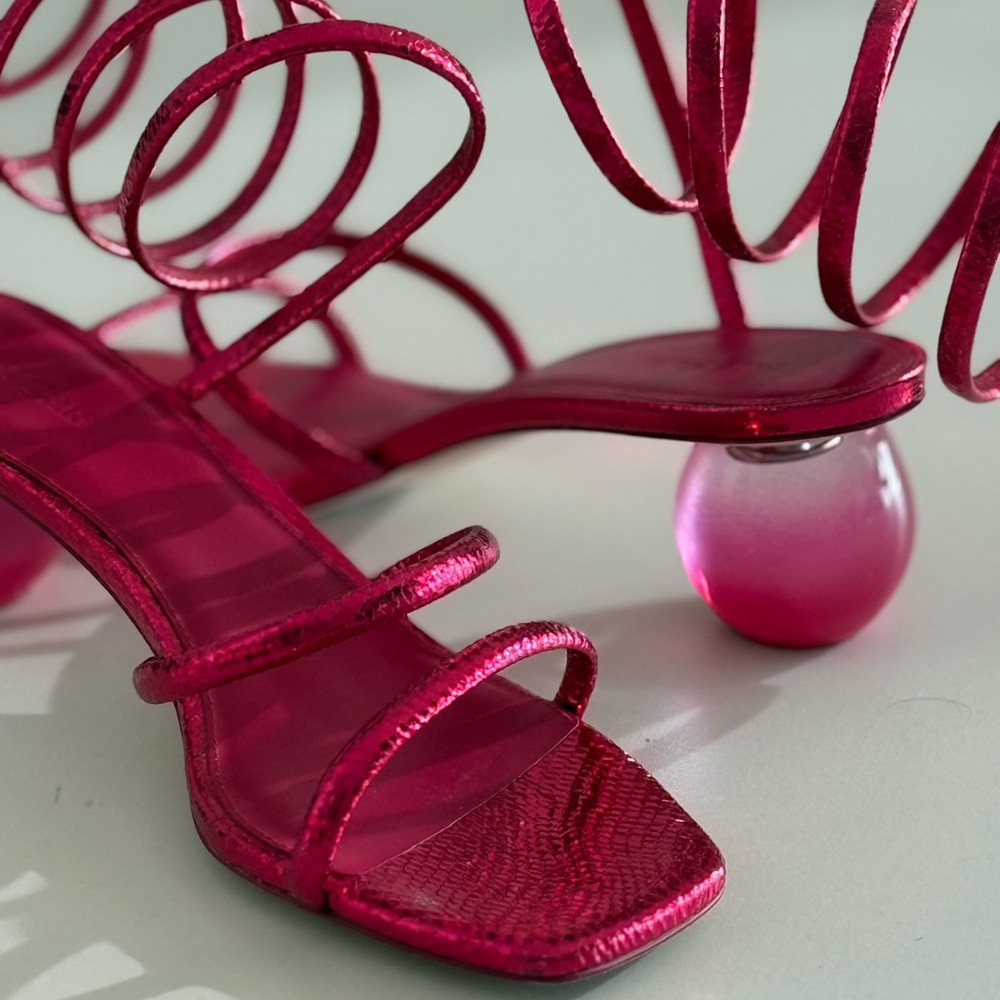 Cult Gaia Fuchsia Spiral Sandals
